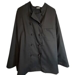Dickies Chef Coat and Hat Set Mens XL Black Long Sleeve Double‎ Breasted Jacket